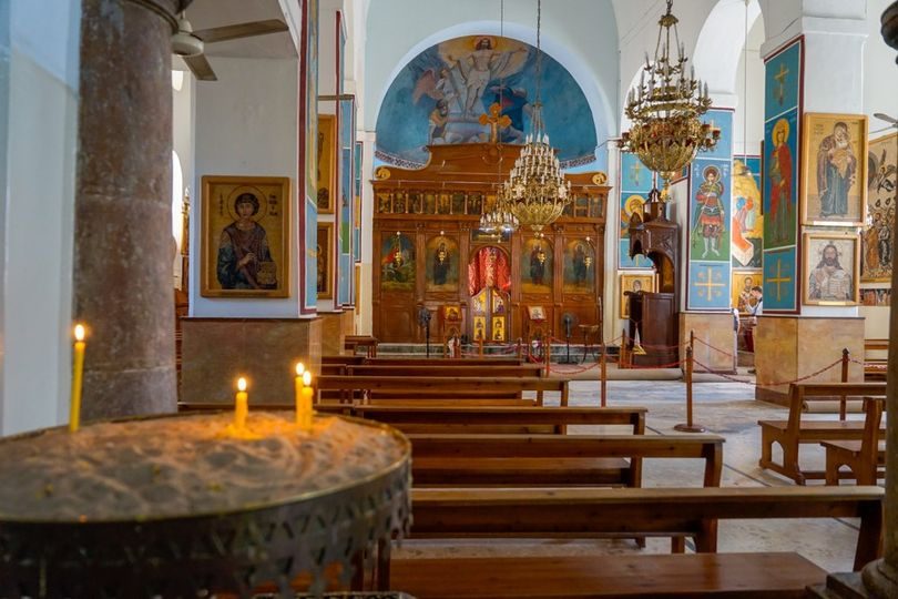 Inside the Greek Orthodox Church of St George, Madaba