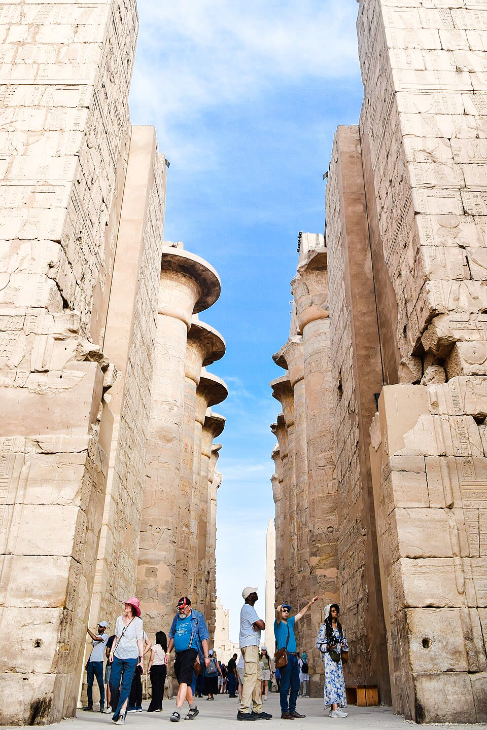 Visitors inside the Temple of Karnak